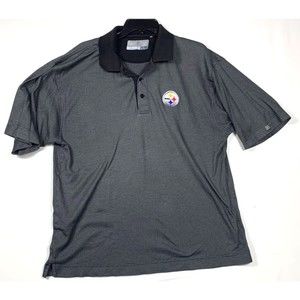 Cutter & Buck Men's Gray and Black Polo with Pittsburgh Steelers Patch